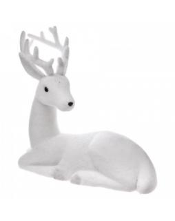 Figurka - leżący biały jeleń CERVO I 58 cm