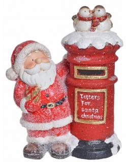 Figurka Święty Mikołaj ze skrzynką na listy LED Czerwony
