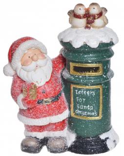 Figurka Święty Mikołaj ze skrzynką na listy LED Zielony