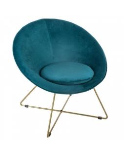 Fotel YNTEBE aksamitny z poduszką Niebieski