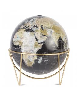Globus czarny na złotym stojaku 24x22x22 cm