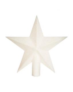 Gwiazda brokatowa na czubek choinki 22 cm Biały