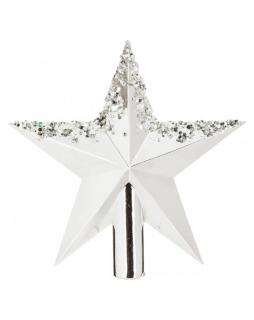 Gwiazda na czubek choinki lakierowana 22 cm Srebrny