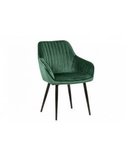 Krzesło aksamitne z przeszyciami Turin Ciemny zielony