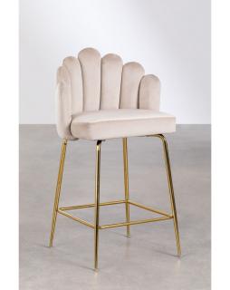 Krzesło barowe aksamitne Arna 65 cm Beżowy
