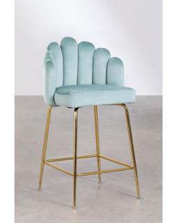 Krzesło barowe aksamitne Arna 65 cm Błękitny