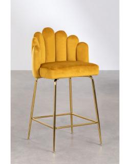 Krzesło barowe aksamitne Arna 65 cm Musztardowy