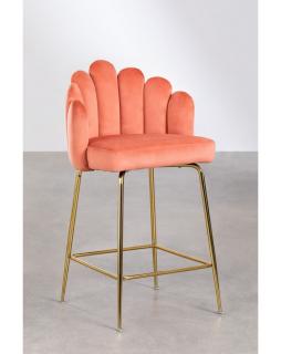 Krzesło barowe aksamitne Arna 65 cm Terracota