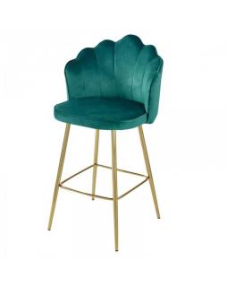 Krzesło barowe hoker aksamit Shell Ciemny zielony