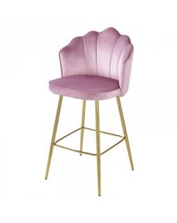 Krzesło barowe hoker aksamit Shell Pudrowy róż