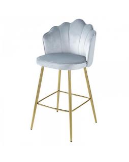 Krzesło barowe hoker aksamit Shell Szary