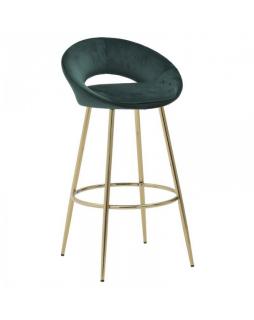 Krzesło barowe hoker Sombre aksamitny Ciemny zielony