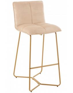 Krzesło barowe welur na złotej podstawie Perro Beżowy