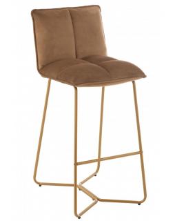 Krzesło barowe welur na złotej podstawie Perro Brązowy