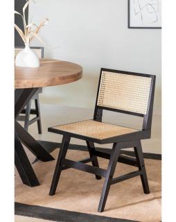 Krzesło drewniane z plecionką wiedeńską Kiemer Czarny
