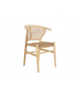 Krzesło KAREKLA 80x48x56 cm z rattanem Naturalne drewno