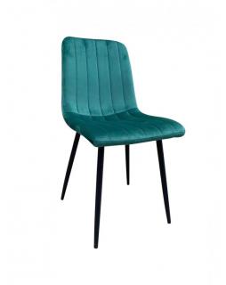 Krzesło LARA welur, metal Ciemny zielony