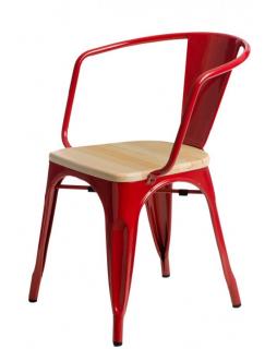 Krzesło Metalove Arms Czerwony Sosna naturalna
