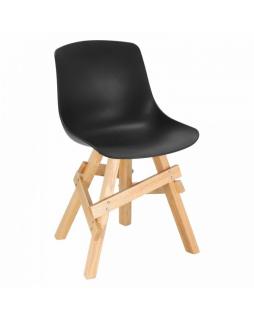 Krzesło na drewnianej podstawie Woodrow Czarny