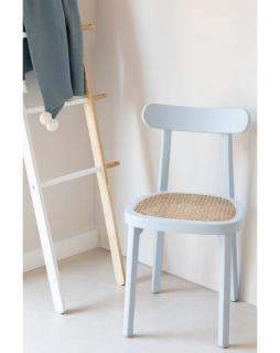 Krzesło retro drewniane z plecionką Bratto Błękitny