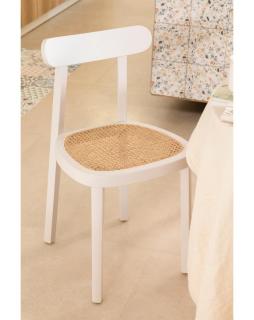 Krzesło retro drewniane z plecionką Bratto Platynowy