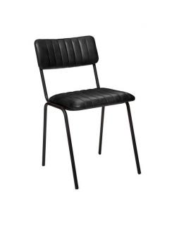 Krzesło skórzane retro Isak 78 cm Czarny