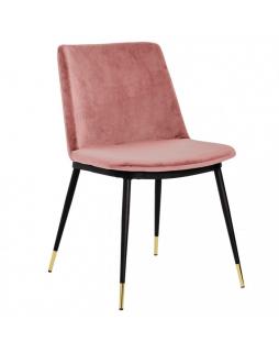 Krzesło welurowe Emma Pudrowy róż