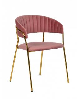 Krzesło welurowe Milargo Pudrowy róż