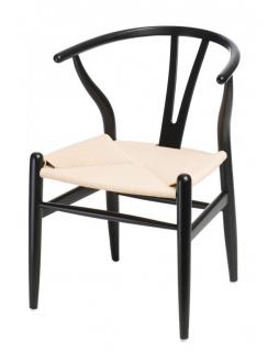Krzesło Wood black- drewno bukowe, naturalne włókno