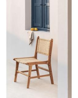 Krzesło z drewna tekowego i rattanu Cuzco