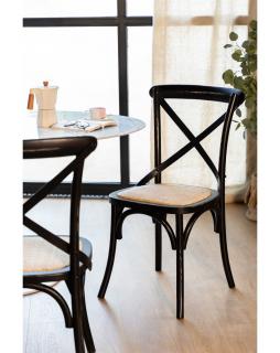 Krzesło z plecionym siedziskiem Amalfi Czarny