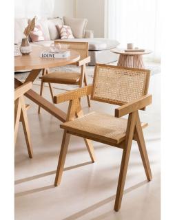 Krzesło z podłokietnikami plecionka Kiemer Naturalne drewno