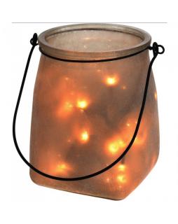 Lampion szklany z lampkami ARMITA Brązowy