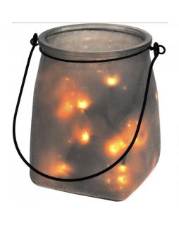 Lampion szklany z lampkami ARMITA Czarny