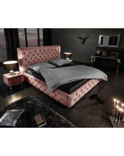 Łóżko 160x200 cm aksamitne BERUBETTO Różowy
