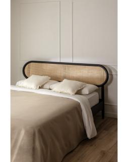 Łóżko drewniane z plecionką wiedeńską 150x200 cm Czarny