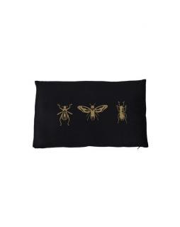 Poduszka aksamitna ze złotymi owadami Czarny