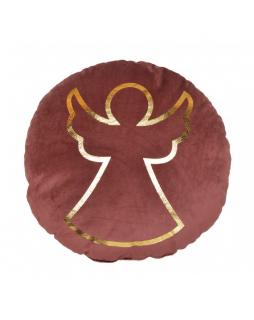 Poduszka welurowa z aniołem - okrągła Ø 35 cm Różowy