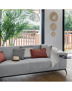 Sofa sztruksowa z wysuwanymi półkami 230 cm Szary