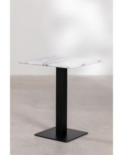 Stół barowy marmur czarna noga 60x60 cm Biały