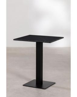Stół barowy marmur czarna noga 60x60 cm Czarny