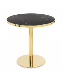Stół okrągły kawiarniany złoto+ceramika Deco Czarny