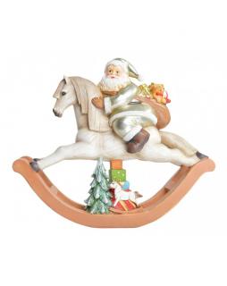 Święty Mikołaj na koniu na biegunach 37 cm