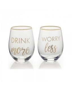 Szklanka 2 szt. Drink More Worry Less