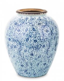 Wazon ceramiczny biały Blue Flowers duży