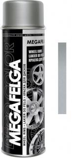 Farba do felg aluminium srebrna lakier akrylowy spray 500ml RAL 9006 MEGAFELGA S