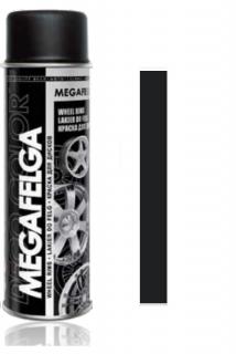 Farba do felg czarny satyna lakier akrylowy spray 500ml RAL 9005 MEGAFELGA CS