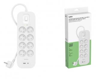 Listwa antyprzepięciowa 8 gniazd + USB C  belkin SRB003CA2M