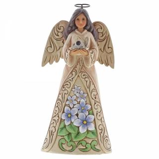 Anioł Luty patron urodzonych w lutym February Angel 6001563 Jim Shore, pamiątka narodzin, chrztu figurka dewocjonalia