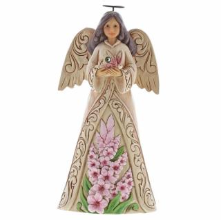 Anioł szczęścia sierpień patron urodzonych w sierpniu  Monthly Angel Figurine August Angel 6001569 Jim Shore, pamiątka narodzin, chrztu figurka dewocjonalia